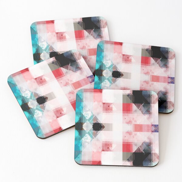 Item preview, graphic design geometric pixel square pattern abstract background in red blue designed and sold by Mrvell.
