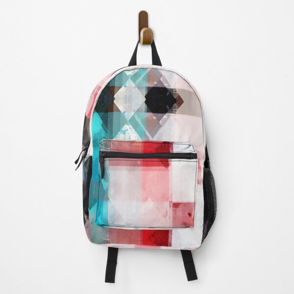 Item preview, graphic design geometric pixel square pattern abstract background in red blue designed and sold by Mrvell.