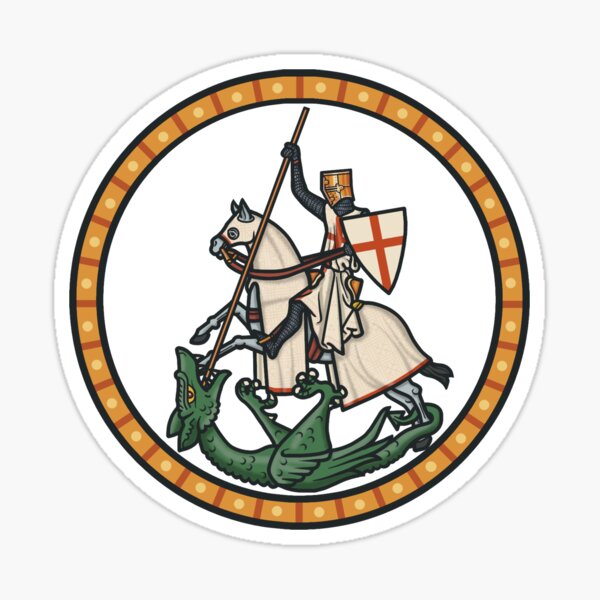Saint George and the Dragon Bordered Sticker