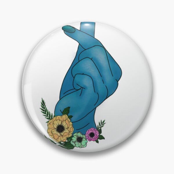 Item preview, blue finger hearts with flowers designed and sold by Artlovekpop.