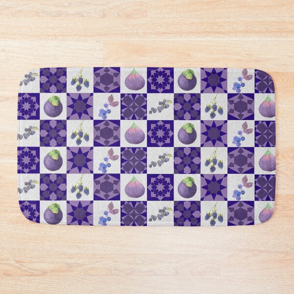 Item preview, GEOMETRIC INDIGO FRUIT PATTERN WITH GRAPES - FIGS AND BERRIES-SEPTCHO21  designed and sold by Jane Holloway.