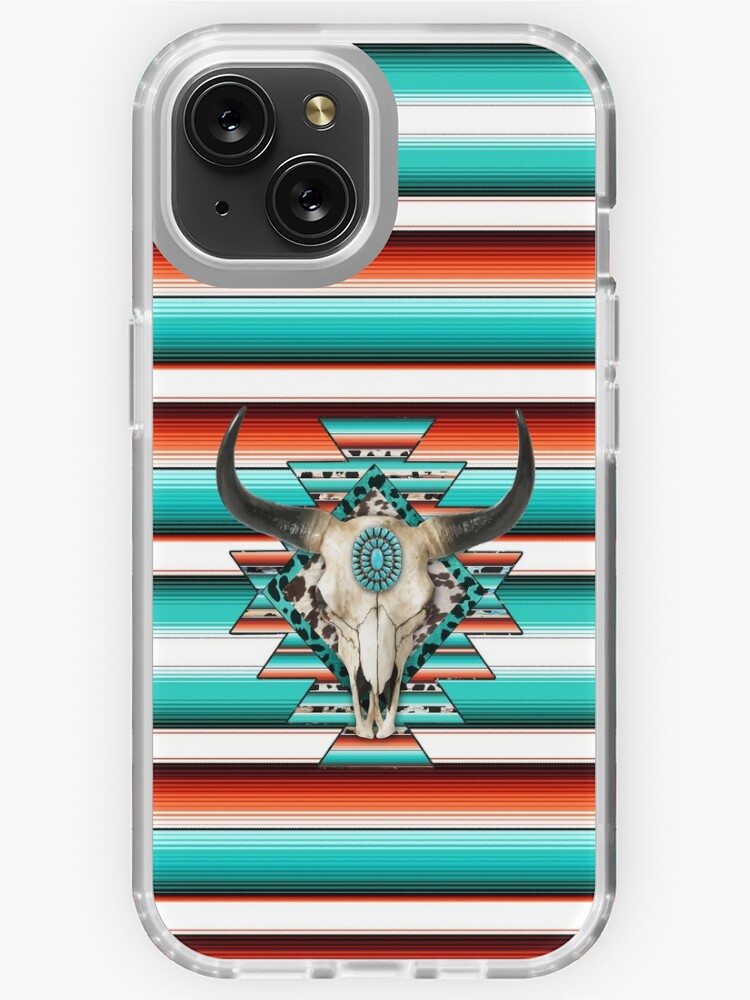 Western Serape Skull Cow Boho Print Phone Case iPhone Case