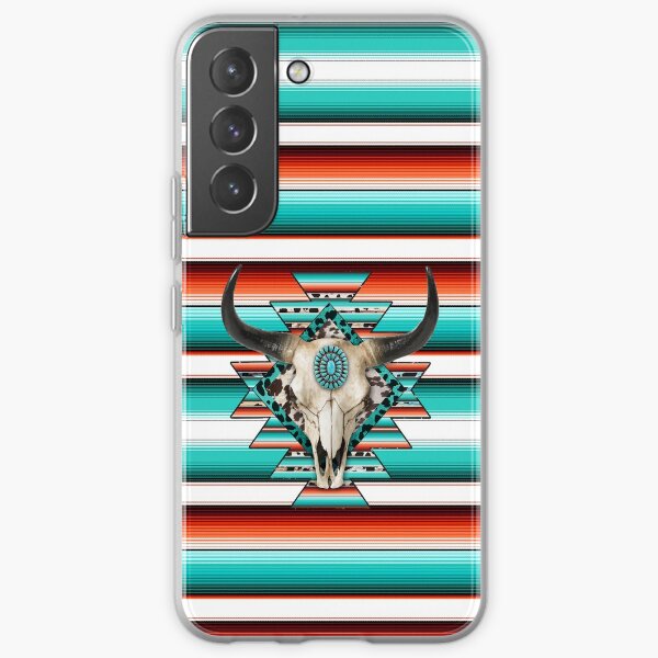 Western Serape Skull Cow Boho Print Phone Case Samsung Galaxy Soft Case