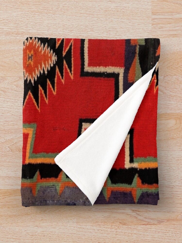 "1890's Navajo Horse Saddle Blanket Original High Res Scan Original Color" Throw Blanket for