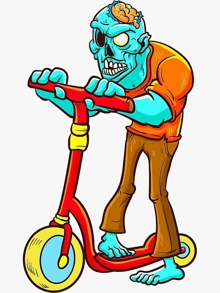"Zombie Riding Scooter Funny Halloween 2019 Costume" Sticker for Sale by DyanStoy Redbubble