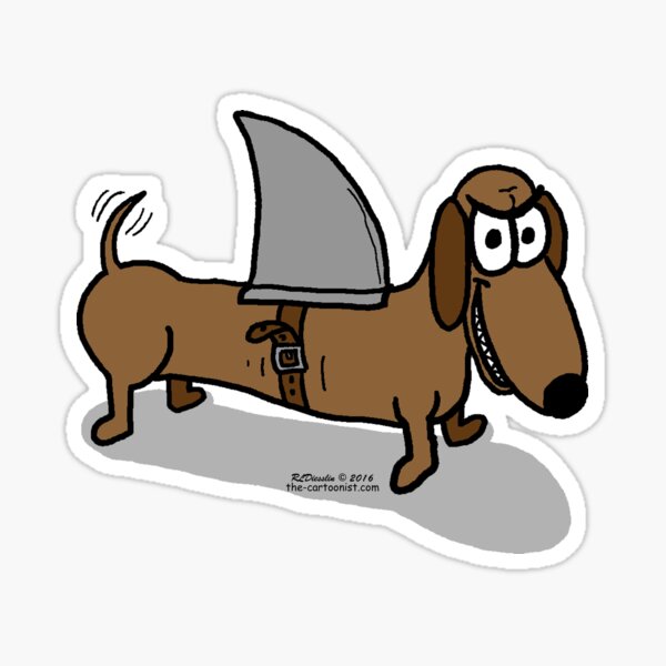 Wiener Dog with a Shark Fin Sticker