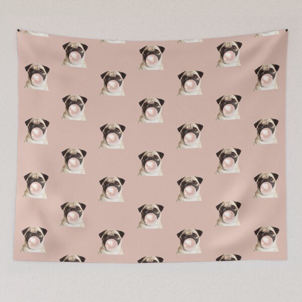 Item preview, Pug Dog blowing a bubble with chewing gum designed and sold by Meaningfully.