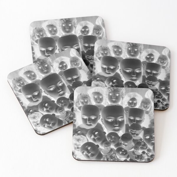Item preview, Creepy dolls black and white, spooky doll heads designed and sold by Mauswohn.