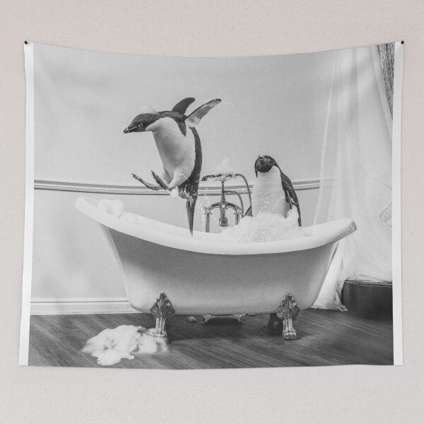 Item preview, Penguin Taking a Bath designed and sold by SurfolioPrints.
