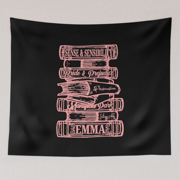 Item preview, Jane Austen Book Stack Pride and Prejudice Literary Quotes Book Club  designed and sold by TopTeeShop.