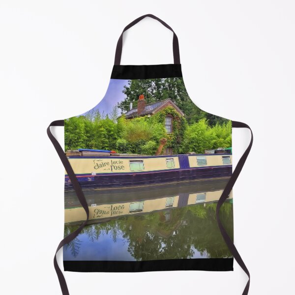 Item preview, View of Canal with Barge Narrow Boat and Cottage  and Trees designed and sold by KALEIDOSCOPE UK.