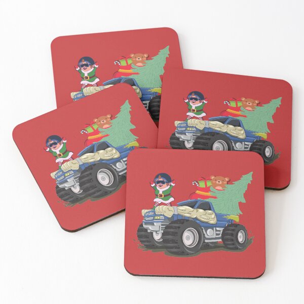 Item preview, Elfo navideño montando un camión monstruo designed and sold by OutofFocusShop.