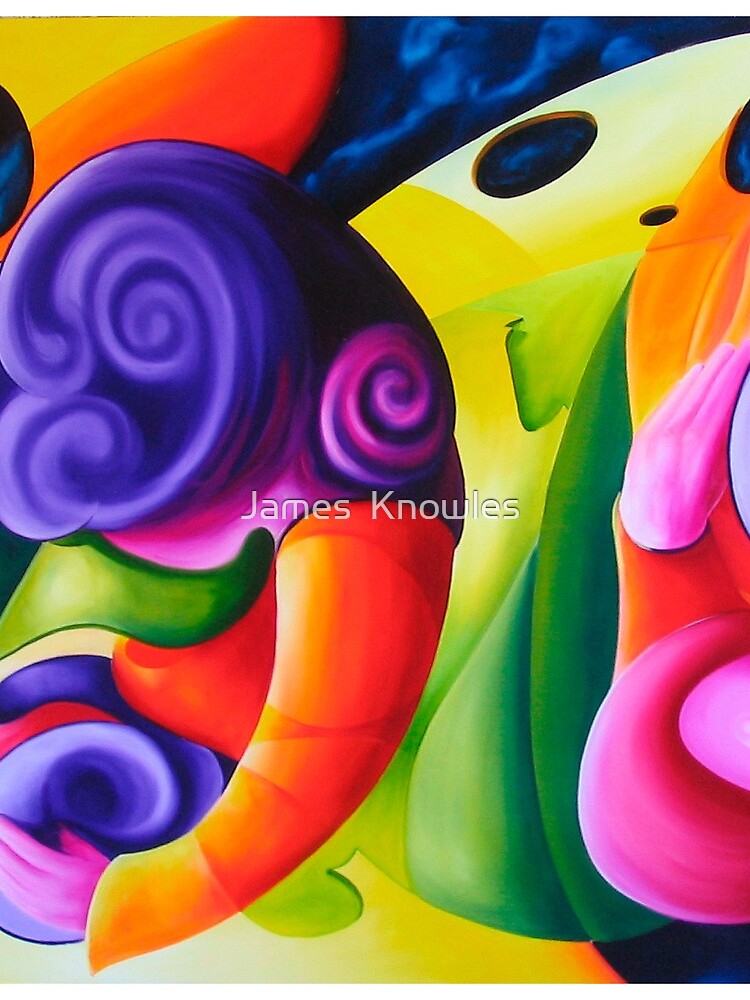 Thumbnail 3 of 3, Drawstring Bag, "Bailando en el Espacio" colourful abstract oil painting designed and sold by jknowles.