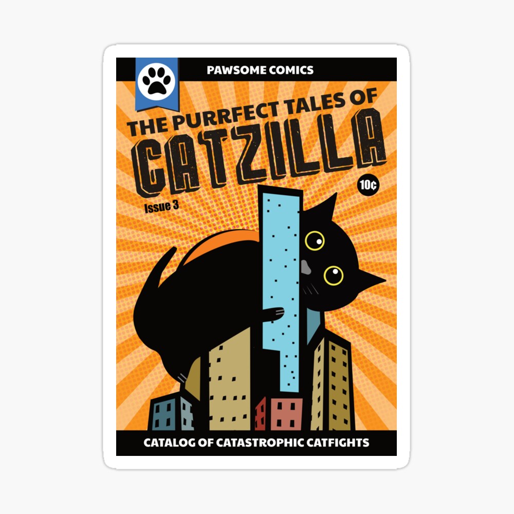 The Purrfect Tales of Catzilla - Funny Comic Book Cover The Purrfect Tales of Catzilla - Funny Comic Book Cover