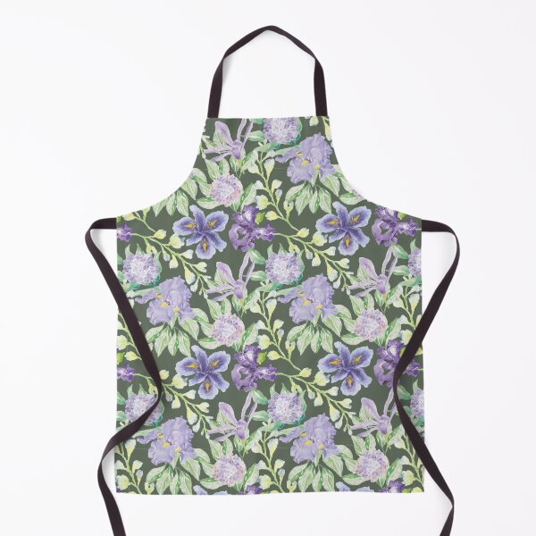 Item preview, Purple iris pattern (olive background) designed and sold by Lolly's Lane Shoppe.