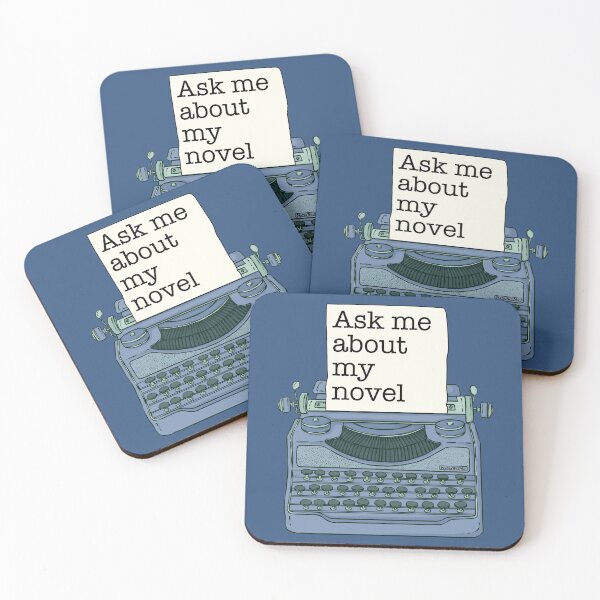 Item preview, "Ask Me About My Novel" young writer's funny typewriter designed and sold by Happy Puppy Print On Demand.