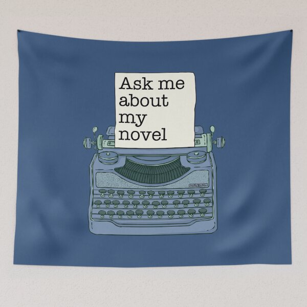 Item preview, "Ask Me About My Novel" young writer's funny typewriter designed and sold by Happy Puppy Print On Demand.
