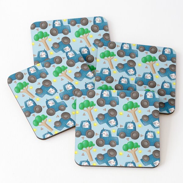Item preview, Cow Driving a Blue Car Under  a Yellow Sun Pattern designed and sold by InspiredPamjoy.