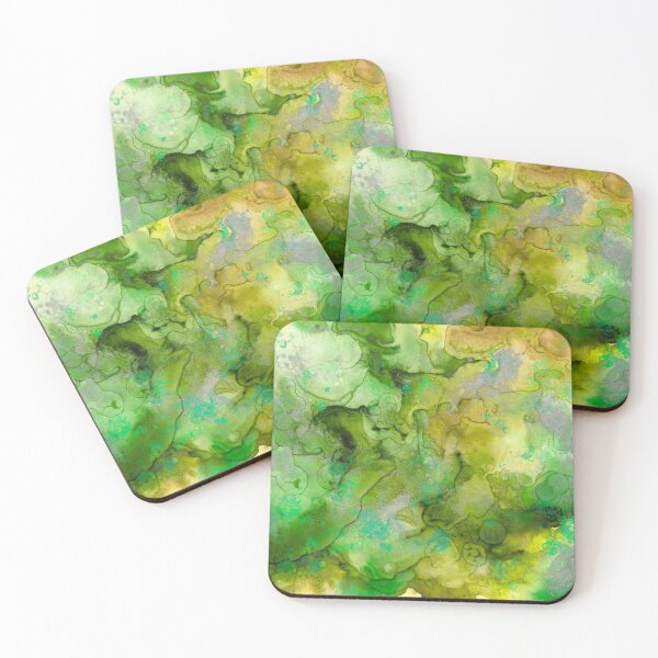Item preview,  Inkylicious Mixed Media Design in Greens, Yellows, Mustard and Antique Gold designed and sold by OByD.