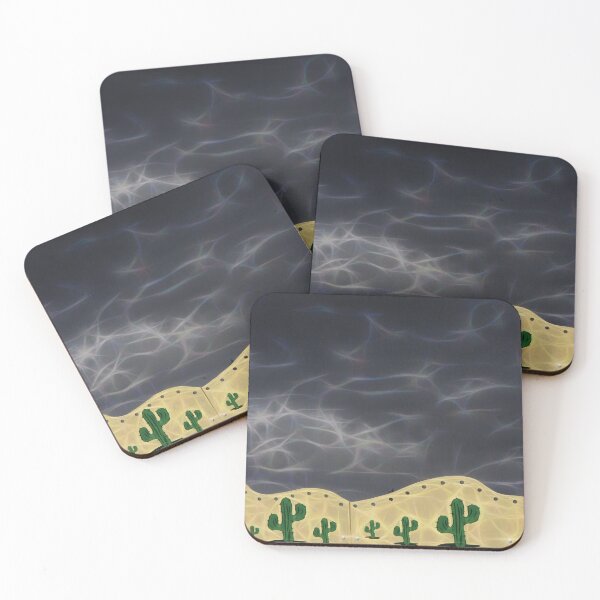 Item preview, very black rain filled sky with a few stylized cactus plants designed and sold by mister-john.