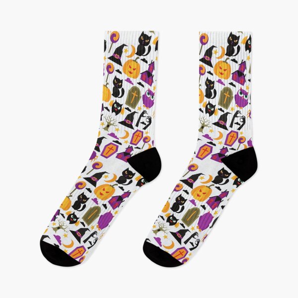 Item preview, Halloween scary Ghost Owl Black Cat Candy Lollipop Old Hose Pumpkin Seamless Pattern designed and sold by NOorYES.