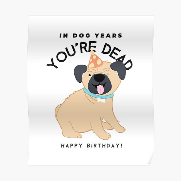 "In Hundejahren bist du tot Alles Gute zum Geburtstag" Poster von LKDesigns24 Redbubble