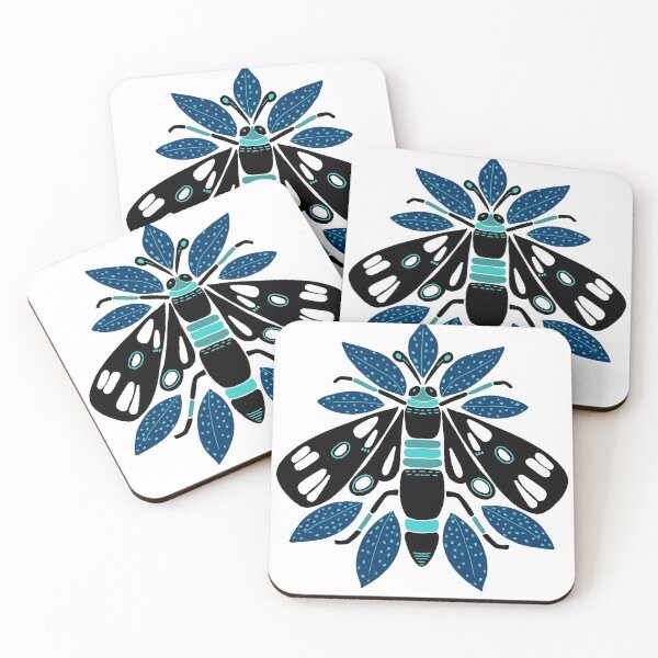 Item preview, Moth with Croton Leaves - Turquoise designed and sold by Shalini Bisht.