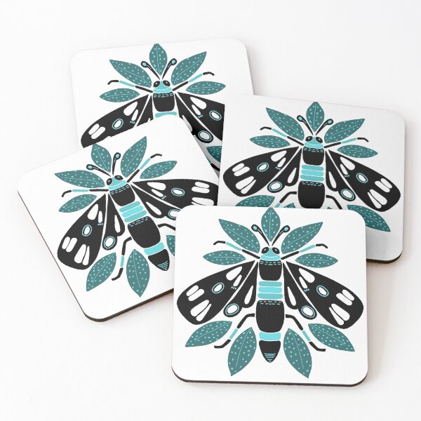 Item preview,  Moth with Croton Leaves - Turquoise Green designed and sold by Shalini Bisht.