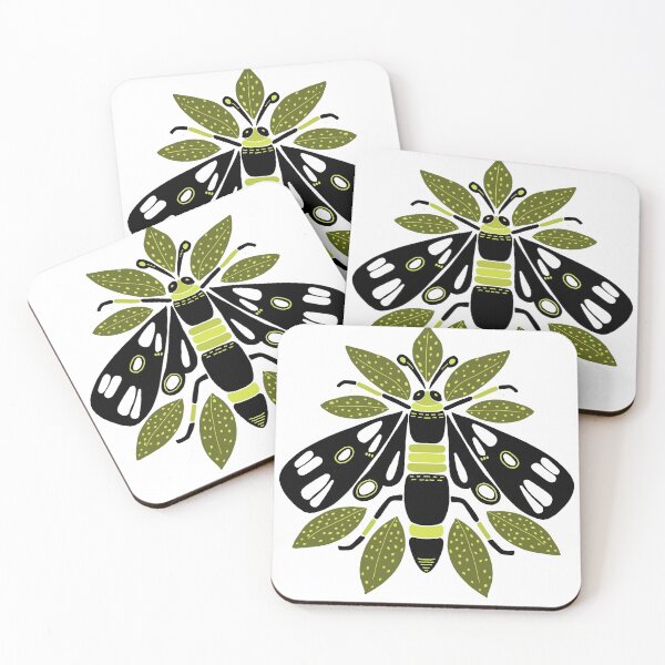 Item preview, Moth with Croton Leaves - Green Yellow designed and sold by Shalini Bisht.
