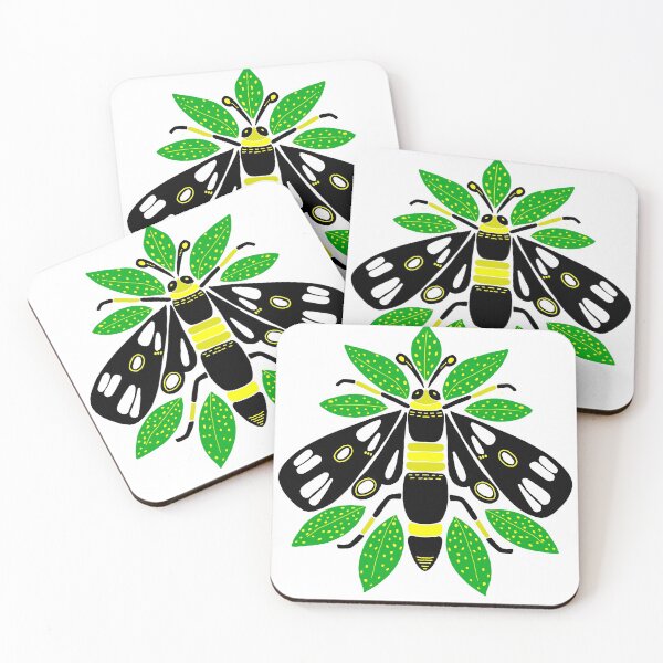 Item preview, Black Moth with Croton Leaves - Vibrant designed and sold by Shalini Bisht.