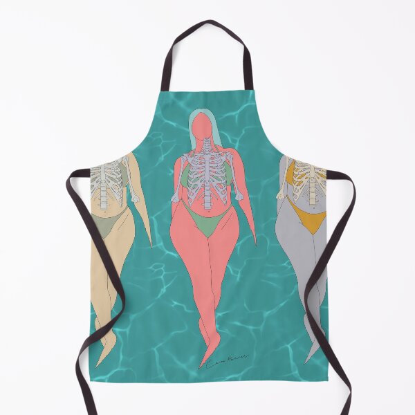 Item preview, Three Bikini mermaids with rib cage and blue background by Gorilla Bark designed and sold by GorillaBark.