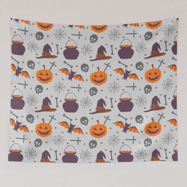 Item preview, Halloween scary Ghost Owl Black Cat Candy Lollipop Old Hose Pumpkin Seamless Pattern designed and sold by NOorYES.