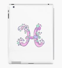 H decorative purple pink letter monogram iPad Case/Skin