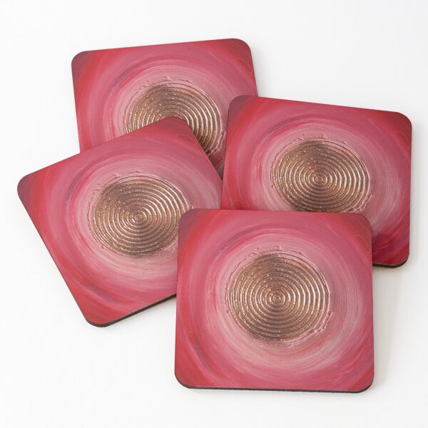Item preview, Red sunrise Sun abstract painting by Ksavera designed and sold by KsaveraArt.
