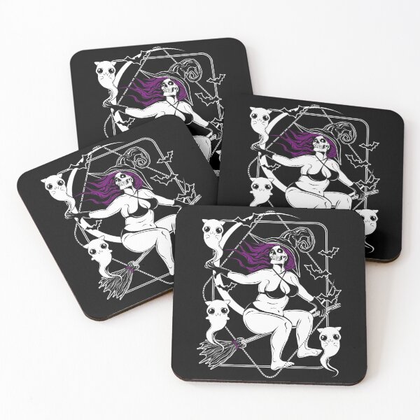 Item preview, Pin-up witch and her ghost kitties designed and sold by vonKowen.