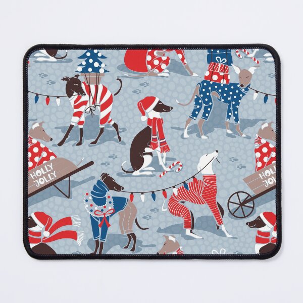 Item preview, Greyhounds Christmas dogwalk // pastel blue background designed and sold by SelmaCardoso.