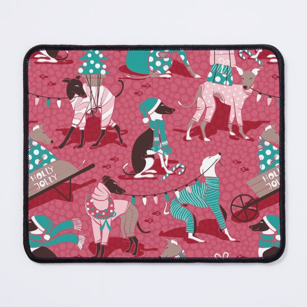 Item preview, Greyhounds Christmas dogwalk // red background designed and sold by SelmaCardoso.