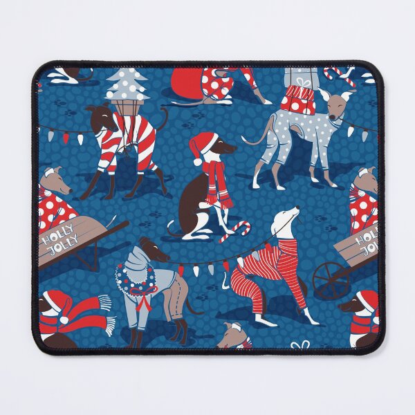 Item preview, Greyhounds Christmas dogwalk // blue background designed and sold by SelmaCardoso.
