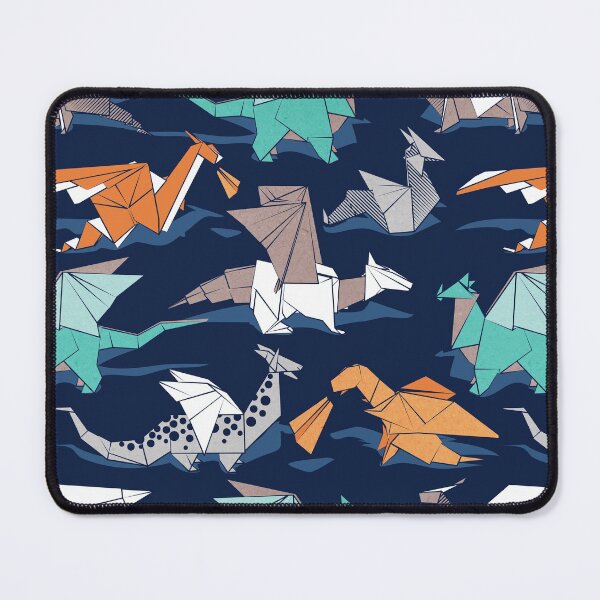 Item preview, Origami dragon friends // oxford navy blue background designed and sold by SelmaCardoso.