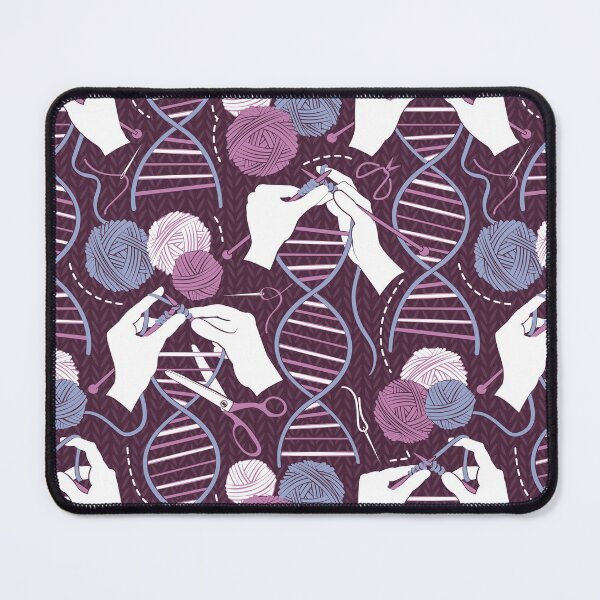 Item preview, Knitting DNA // dark purple background indigo blue and pink wool balls and knit details designed and sold by SelmaCardoso.