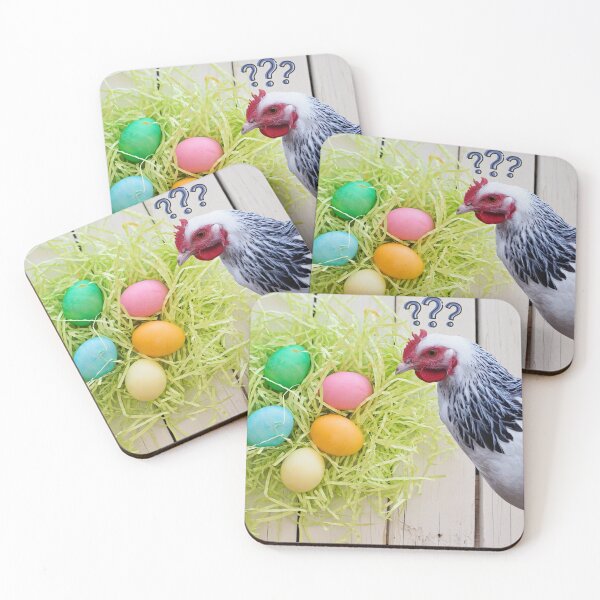 Item preview, Happy Easter colorful eggs and a confused hen designed and sold by Alelmisira.