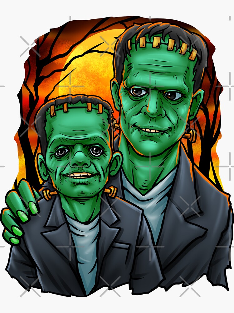 "Frankenstein Dad & Son" Sticker for Sale by Mrpotts73 Redbubble