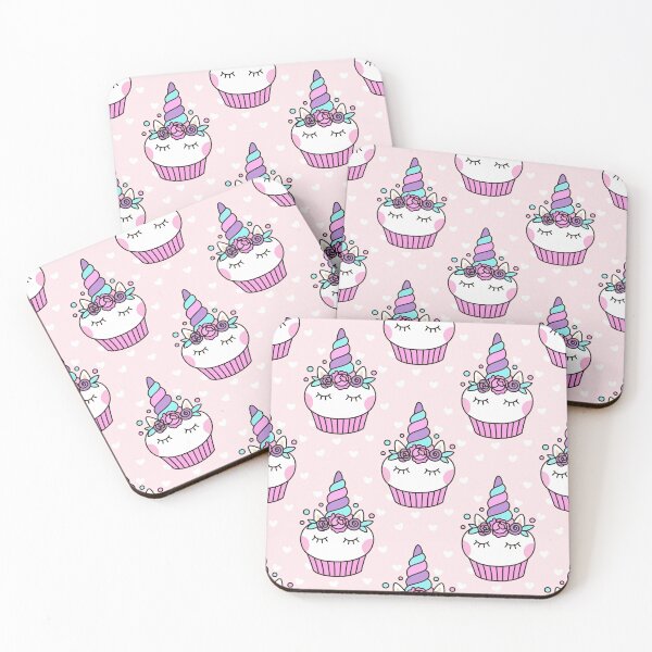 Item preview, Cute Unicorn Cupcake Pattern on a Pink Background with White Heart, Unicorn Cupcake Pattern, Cupcake Pattern, Unicorn, Cupcake designed and sold by graphic-genie.