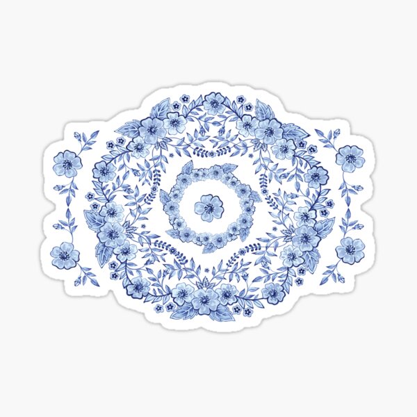 Blue Rhapsody Floral Sticker