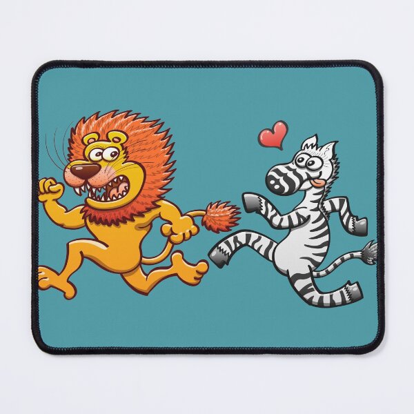 Item preview, Bold zebra in love running after scared lion designed and sold by Zoo-co.