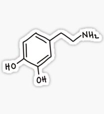 Dopamine molecule sticker, hand drawn molecular structure Sticker