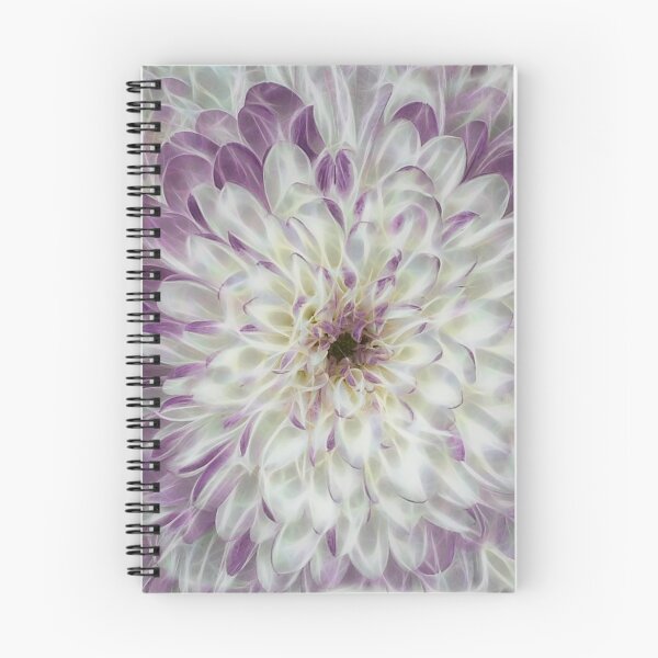 Item preview, closeup macro photography of white and purple coloured dahlia bloom designed and sold by mister-john.