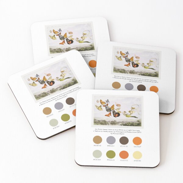 Item preview, Colour Palette of The Fairy Queen Takes an Airy Drive in a Light Carriage, a Twelve–in–hand, drawn by Thoroughbred Butterflies (1870) by Richard Doyle designed and sold by CoffeewithAnh.