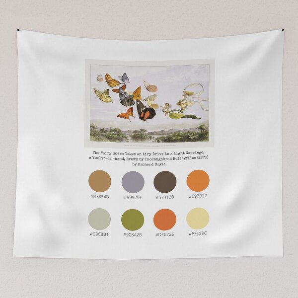Item preview, Colour Palette of The Fairy Queen Takes an Airy Drive in a Light Carriage, a Twelve–in–hand, drawn by Thoroughbred Butterflies (1870) by Richard Doyle designed and sold by CoffeewithAnh.