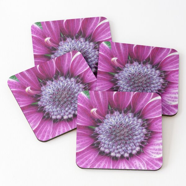 Item preview, brightly coloured glowing purple and pink striped gazania designed and sold by mister-john.